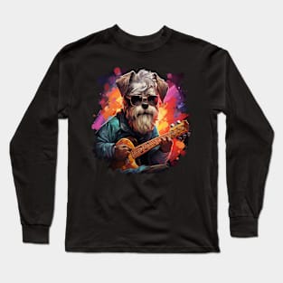 Miniature Schnauzer Playing Guitar Long Sleeve T-Shirt